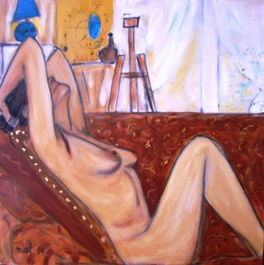 Painting titled "pelada no sofa" by Jack Mast, Original Artwork, Oil