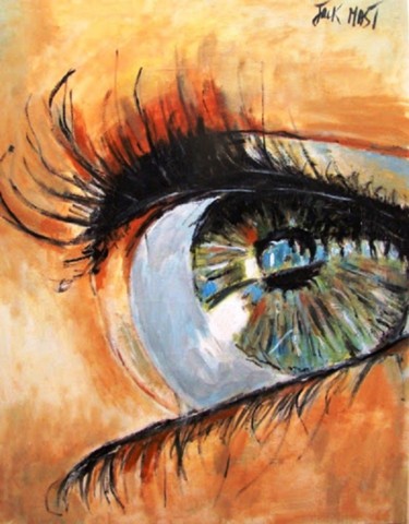 Peinture intitulée "oeil de femme" par Jack Mast, Œuvre d'art originale, Huile