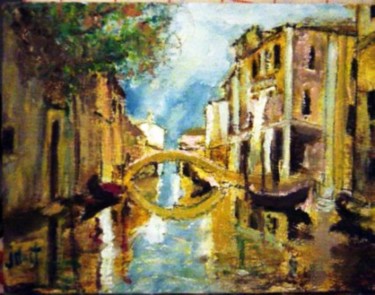 Painting titled "pont dans venise" by Jack Mast, Original Artwork, Oil