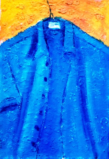 Peinture intitulée "camisa azul-37-5x54…" par Jack Mast, Œuvre d'art originale, Huile