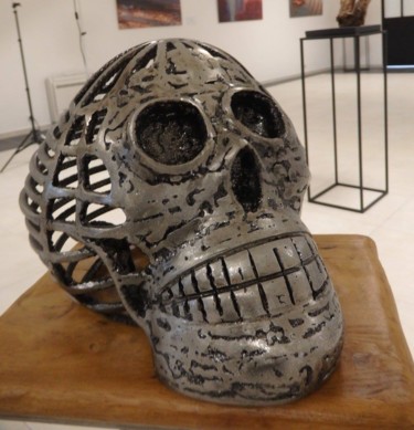 Scultura intitolato "The skull" da Jack Metal 06, Opera d'arte originale, Metalli