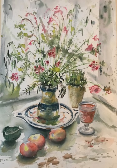 Pintura intitulada "Fleurs des champs" por Jacky Bellaguet, Obras de arte originais, Aquarela