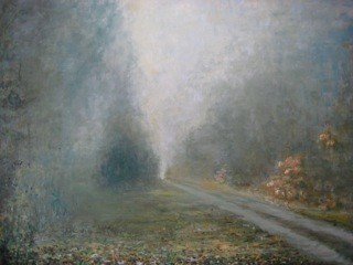 Peinture intitulée "Chemin dans la forê…" par Jacky Bellaguet, Œuvre d'art originale