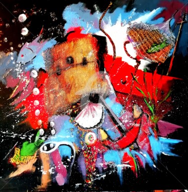 Картина под названием "Pollution au fond d…" - Jacky Dumergue, Подлинное произведение искусства, Масло