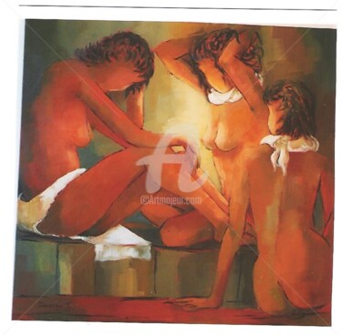 Peinture intitulée "Confidences au Hamm…" par Jacky Dumergue, Œuvre d'art originale, Huile