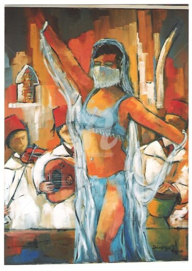 Painting titled "Danseuse Marocaine" by Jacky Dumergue, Original Artwork, Oil