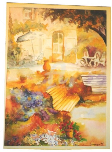 Painting titled "le jardin" by Jacky Dumergue, Original Artwork