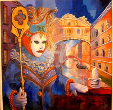 Peinture intitulée "Venise le pont des…" par Jacky Dumergue, Œuvre d'art originale, Huile