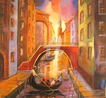 Peinture intitulée "Venise la Campanile" par Jacky Dumergue, Œuvre d'art originale, Huile
