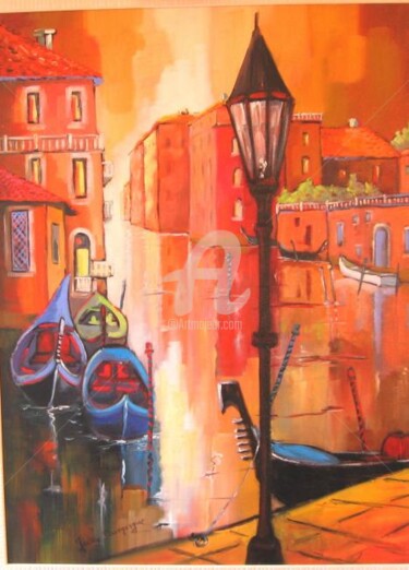Peinture intitulée "Venise les canaux e…" par Jacky Dumergue, Œuvre d'art originale, Huile