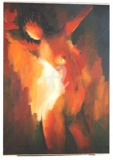 Painting titled "Isabel au lever 1" by Jacky Dumergue, Original Artwork, Oil