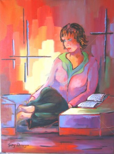 Painting titled "Isabel fait son rom…" by Jacky Dumergue, Original Artwork, Oil