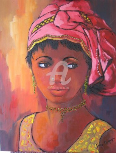 Painting titled "Jeune Malienne" by Jacky Dumergue, Original Artwork, Oil