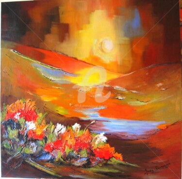 Peinture intitulée "Lever du soleil sur…" par Jacky Dumergue, Œuvre d'art originale, Huile