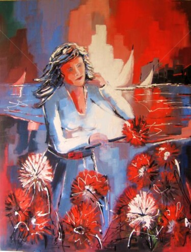 Painting titled "La fée de la mer" by Jacky Dumergue, Original Artwork, Oil