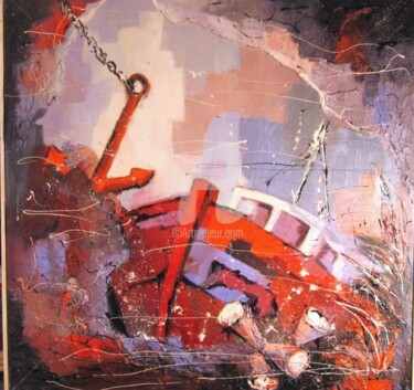 Peinture intitulée "Epave au fond de l'…" par Jacky Dumergue, Œuvre d'art originale, Huile