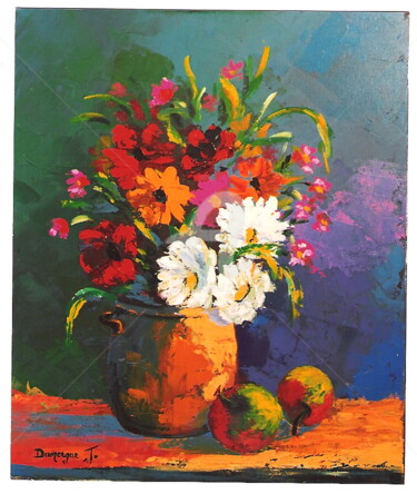 Painting titled "Bouquet-aux-pommes.…" by Jacky Dumergue, Original Artwork