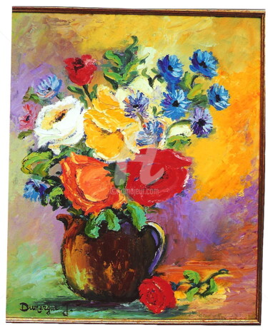 Peinture intitulée "Bouquet-aux-pavots.…" par Jacky Dumergue, Œuvre d'art originale