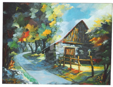 Peinture intitulée "Vieille-grange-a-se…" par Jacky Dumergue, Œuvre d'art originale
