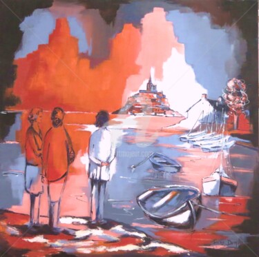 Peinture intitulée "Regards sur le Mont…" par Jacky Dumergue, Œuvre d'art originale, Huile