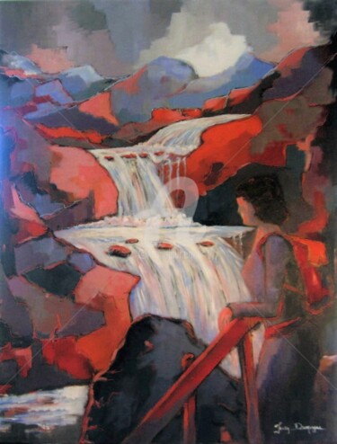 Peinture intitulée "La cascade de l'enf…" par Jacky Dumergue, Œuvre d'art originale, Huile