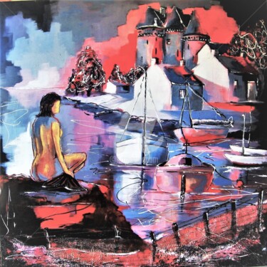 Peinture intitulée "la Sirène de Copenh…" par Jacky Dumergue, Œuvre d'art originale, Huile