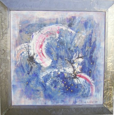 Peinture intitulée "Planète Bleue Métal" par Jacky Duvigneau, Œuvre d'art originale