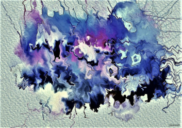 Arts numériques intitulée "éclat bleu" par Jacky Joncourt, Œuvre d'art originale, Peinture numérique