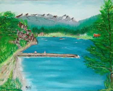 Peinture intitulée "Lac de Laffrey" par Jacky Monka, Œuvre d'art originale, Huile