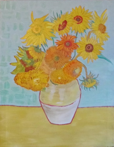 Painting titled "tournesols" by Jacky Monka, Original Artwork, Oil