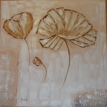 Painting titled "trois-fleurs" by Jacky Monka, Original Artwork, Oil