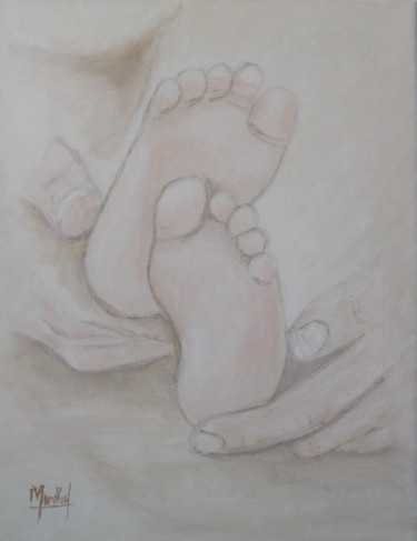 Painting titled "petit-pied" by Jacky Monka, Original Artwork, Oil