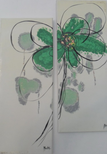 Peinture intitulée "duo-fleur" par Jacky Monka, Œuvre d'art originale, Huile