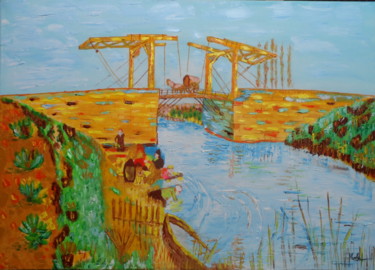 Malerei mit dem Titel "pont-d-Arles" von Jacky Monka, Original-Kunstwerk, Öl