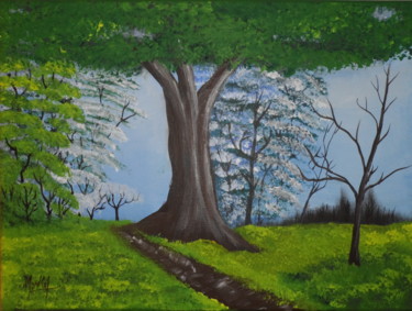 Painting titled "le-vielle-arbre" by Jacky Monka, Original Artwork, Acrylic