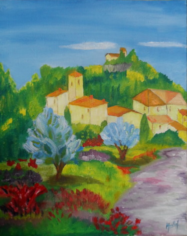 Painting titled "colline-provencale" by Jacky Monka, Original Artwork, Oil