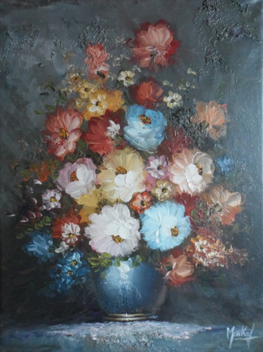 Peinture intitulée "bouquet-d-antan.jpg" par Jacky Monka, Œuvre d'art originale, Huile