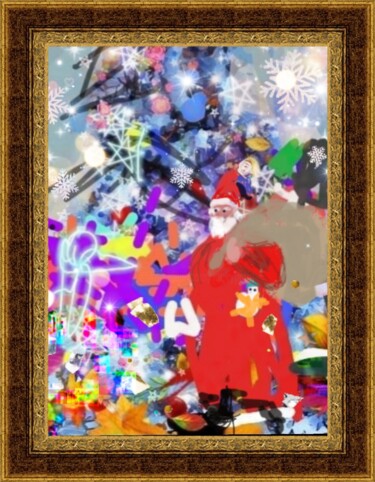 Arts numériques intitulée "Le père Noël au tra…" par Jacky Patin, Œuvre d'art originale, Peinture numérique