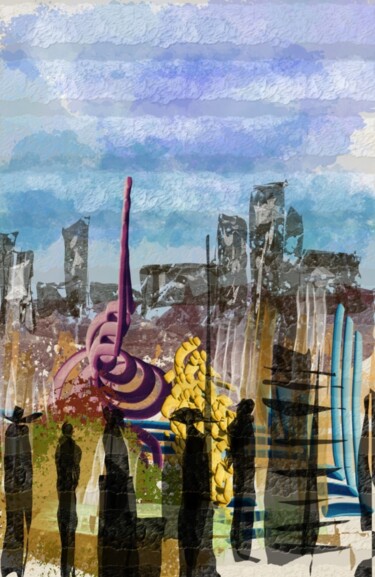 Arts numériques intitulée "Une ville très futu…" par Jacky Patin, Œuvre d'art originale, Peinture numérique