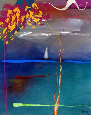 Digital Arts titled "Une mer calme..." by Jacky Patin, Original Artwork, Digital Painting