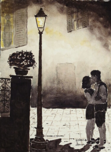 Peinture intitulée "Amour et brume N°:…" par Jacky Roger, Œuvre d'art originale, Aquarelle