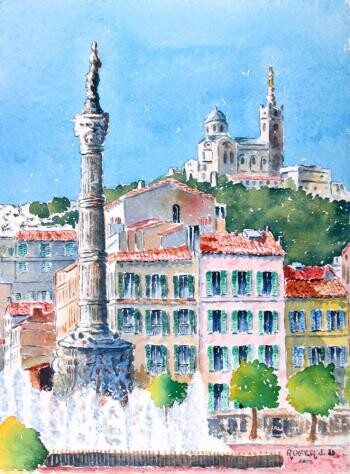 Peinture intitulée "La Place Castellann…" par Jacky Roger, Œuvre d'art originale