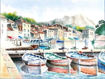 Peinture intitulée "le Port de Cassis e…" par Jacky Roger, Œuvre d'art originale, Huile