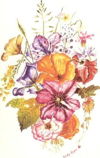 Peinture intitulée "Composition florale" par Jacky Roger, Œuvre d'art originale, Huile
