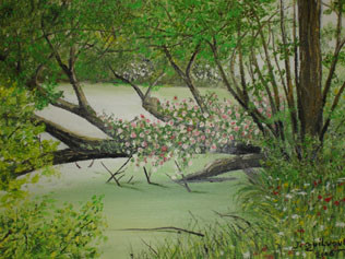 Peinture intitulée "l'arbre au roses" par Jacky Guilvout, Œuvre d'art originale