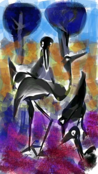 Arte digital titulada "Les oiseaux..." por Jacky Patin, Obra de arte original