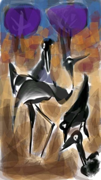 Arte digital titulada "Les oiseaux noirs." por Jacky Patin, Obra de arte original