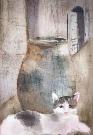 Digitale Kunst getiteld "Le chat dans la rue…" door Jacky Patin, Origineel Kunstwerk