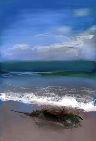 Grafika cyfrowa / sztuka generowana cyfrowo zatytułowany „La plage déserte...” autorstwa Jacky Patin, Oryginalna praca