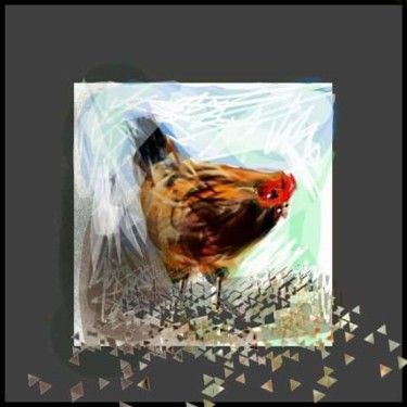 Arts numériques intitulée "Une poule sur un mu…" par Jacky Patin, Œuvre d'art originale